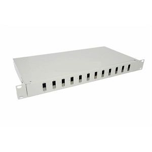 NFO Patch Panel 1U 19" - 12x SC Duplex, Closed, 1 tray, Light grey