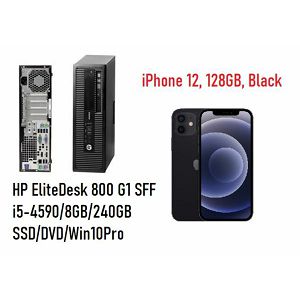 Rennowa HP EliteDesk 800 G1 SFF i5-4590 8GB 240GB SSD DVD Win10Pro Refurbished Apple iPhone 12, 128GB, Black